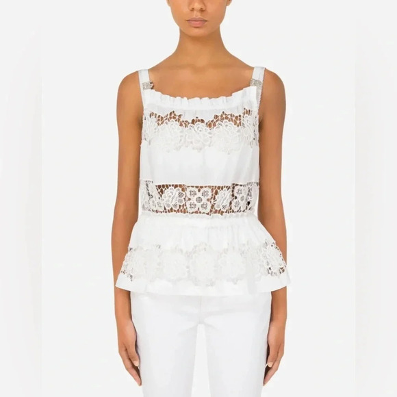 ! Dolce & Gabbana
Dolce & Gabbana Openwork Embroidery Poplin Top - Picture 2 of 9